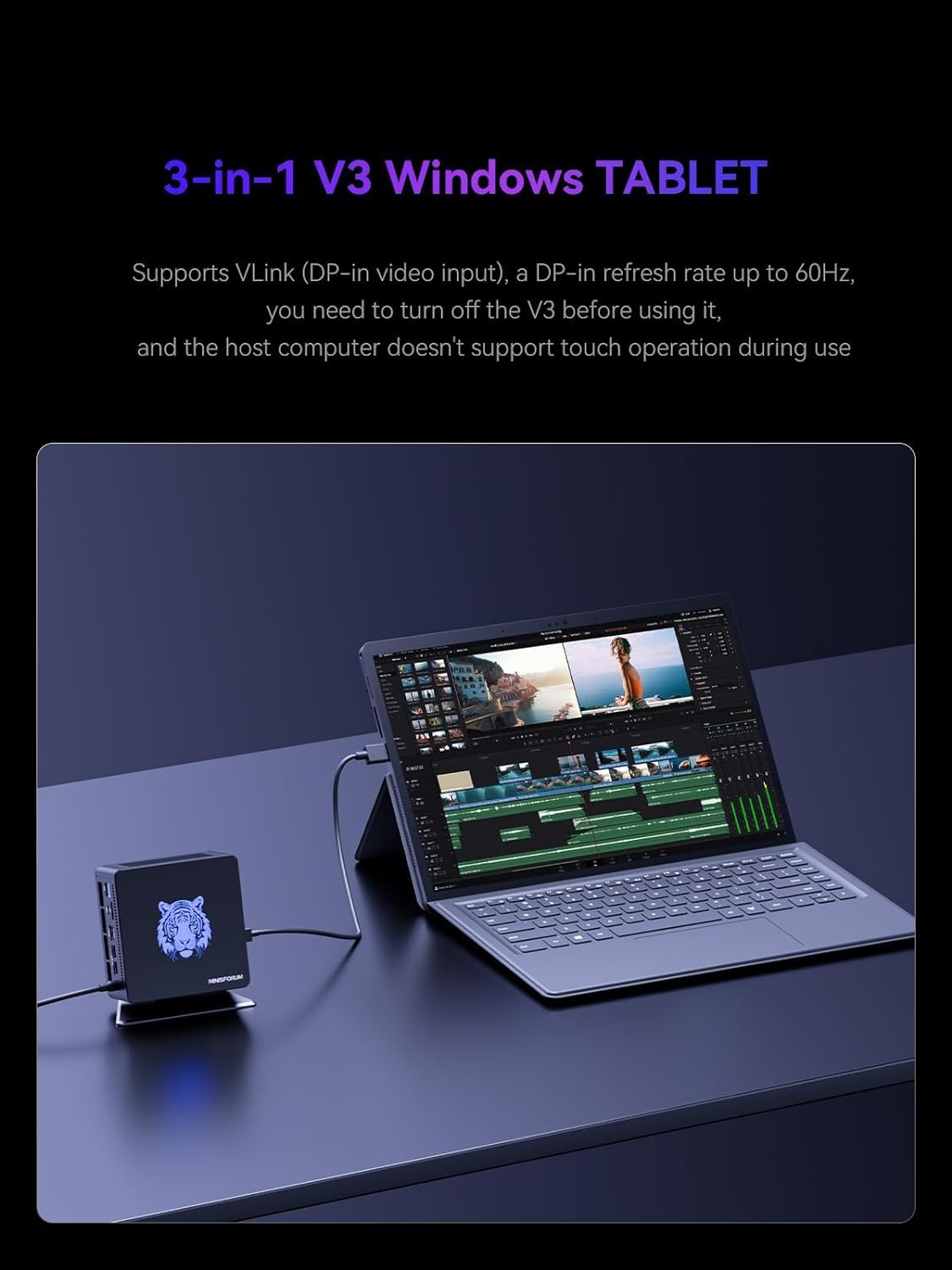 MINISFORUM V3 Tablet PC 14 Inch 3-in-1 V3 AMD 8840U, 8C/16T 32GB